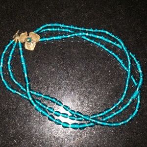 [BRAND NEW] Beaded Turquoise, Bronze/Gold Necklace